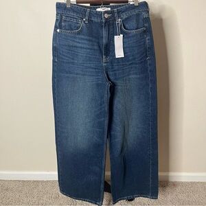 MNG Mango Women’s Low Waist Wide Leg Cotton Blue‎ Denim Jeans Sz 38~NWT